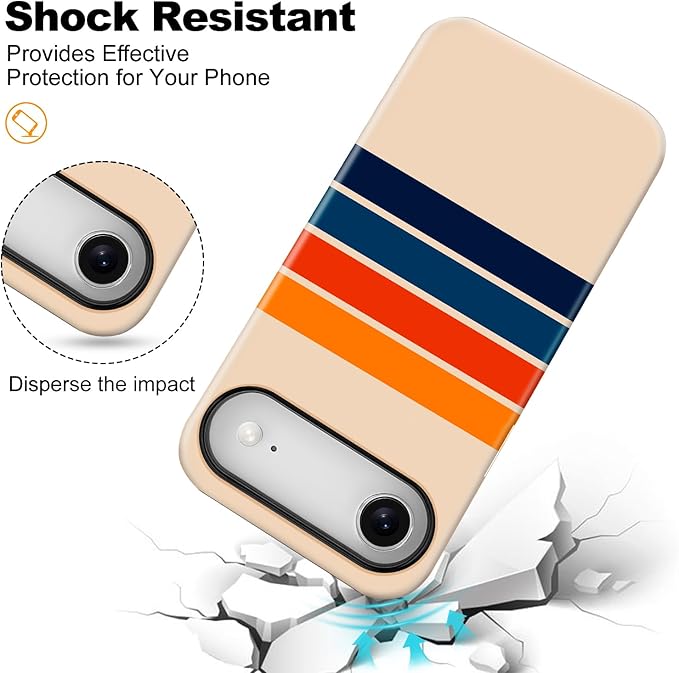 Magnetic for iPhone 17 Air Case Cute Stripes Phone Case, Shockproof Slim TPU and Hard PC Protective Phone Cover Compatible with MagSafe Designed for Women Girls,Retro