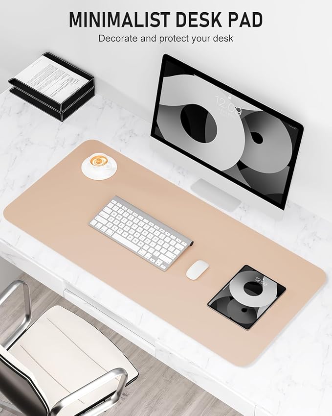 Desk Pad, 30" x 14" PU Leather Non-Slip Desk Mat Large Mouse Pad for Desktop, Waterproof Laptop Computer Writing Mat for Office, Home, Work, Gaming, Flesh Pink