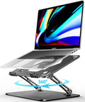 ivoler Adjustable Laptop Stand with 360° Rotating Base, Ergonomic Laptop Stand for Desk, Foldable & Portable Laptop Riser, Suitable for Collaborative Work, Fit MacBook Laptops up to 16 inches[Black]
