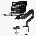 WALI Laptop Desk Mount, Single Monitor Arm with Laptop Holder, Adjustable Height Laptop Arm Mount for Desk, Fits 17” Notebook and 34” Monitors, Up to 22-26.4Lbs (GSMP001LPN), Black