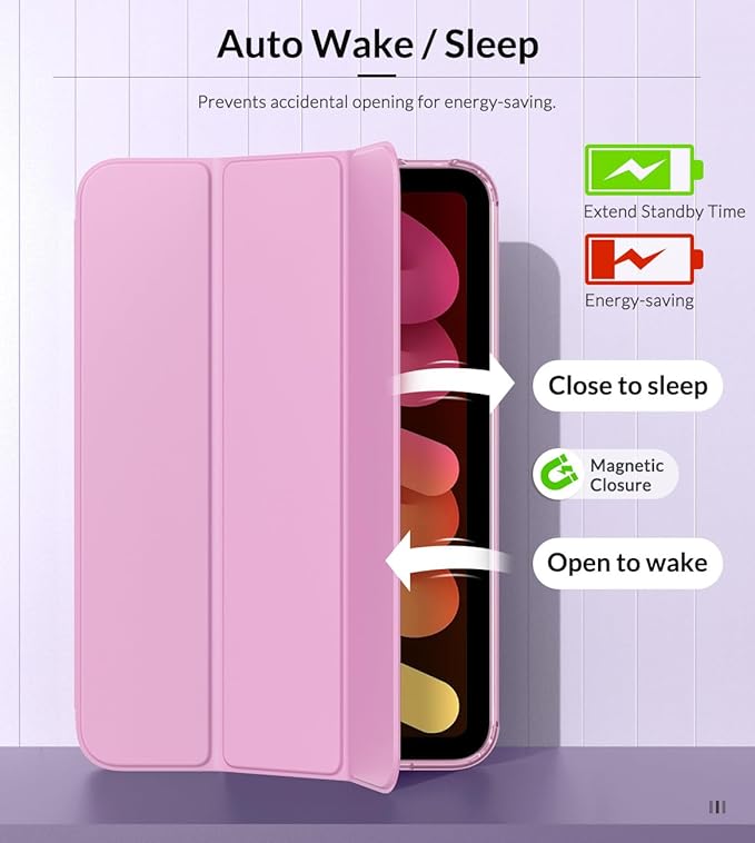 MoKo Case Fit New iPad mini 7 (A17 Pro) 2024, iPad mini 6th Generation Case 2021 (8.3-inch), iPad mini 6 Case, Soft TPU Translucent Frosted Back Cover Case for iPad mini 7th, Nosegay Pink