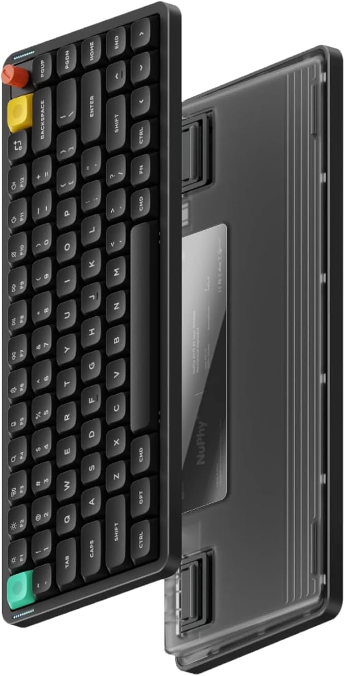 nuphy Air75 V3 Hot Swappable Wireless Mechanical Keyboard, 84 Keys 75% Custom Low Profile Keyboard with Knob, RGB Backlit, Gasket Mounted, Support Bluetooth/2.4GHz/USB-C,Black-Brown Nano