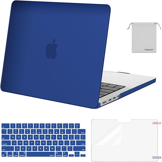 MOSISO Compatible with MacBook Pro 14 inch Case M5 2026 M4 2025 M3 M2 M1 2024-2021 A3427 A3426 A3434 A3112 A3185 A3401 A2918 A2992 A2779 A2442,Hard Case&Keyboard Skin&ScreenFilm&Pouch, Royal Blue