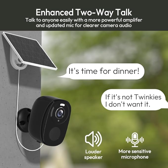 Rraycom 2Pack 5G Solar Security Cameras Wireless Outdoor, 2K Battery Camera w/Solar Panel, Siren Alarm, Color Night Vision, 2-Way Talk, Waterproof, Works/Alexa, WiFi Camera for Outdoor Surveillance