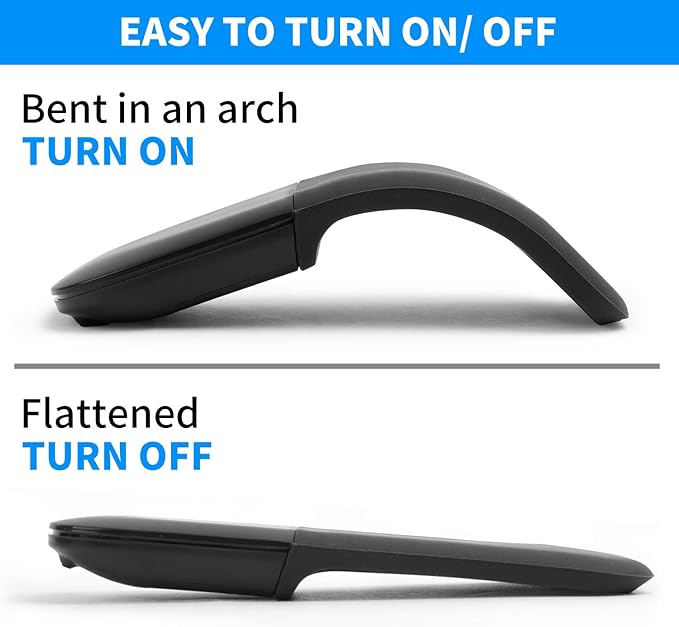 Foldable Mouse Bluetooth Folding Wireless Mice with Touch Panel-Black