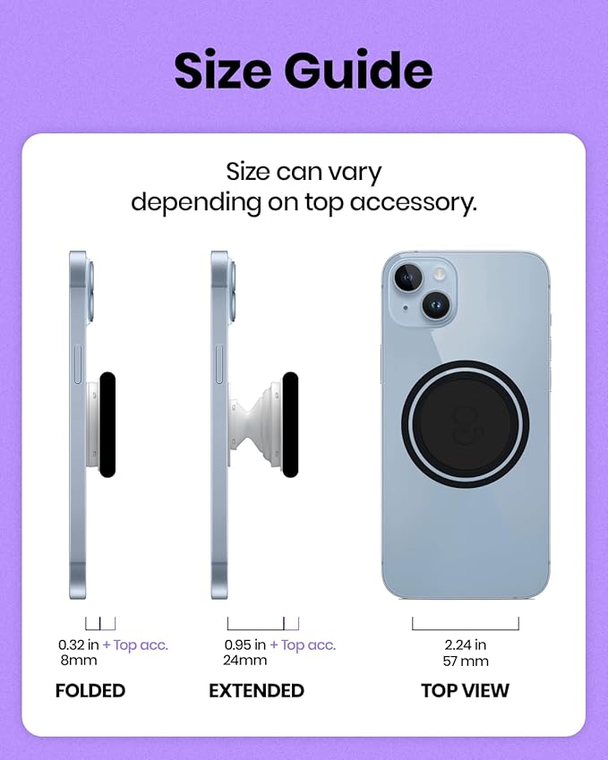 On The Grip Magnetic Phone Grip for MagSafe, Genuine Natural Crystal & Seashell Stone, Swappable Top, Strong Magnet Holder & Kickstand for iPhone 15 14 13 12 Pro Max Plus & MagSafe Cases (Aqua Blue)