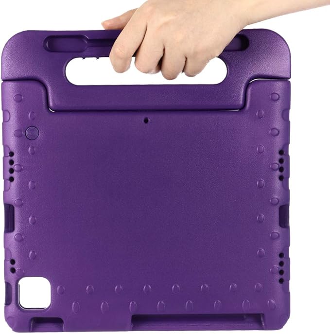 Kids Case for iPad Pro 11-inch 4th/3rd/2nd Gen 2020-2022, Techcircle [Support Pencil Charging] Handle Stand Lightweight EVA Foam Bumper Protective Child Friendly Drop Proof Cover, Purple