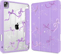 Tuiklol for iPad Pro 11 Inch 4th / 3rd / 2nd / 1st Gen (2022 2021 2020 2018) Case -Built-in Pencil Holder Shockproof Cover Clear Transparent Back Shell with Auto Wake/Sleep, Bow-Purple