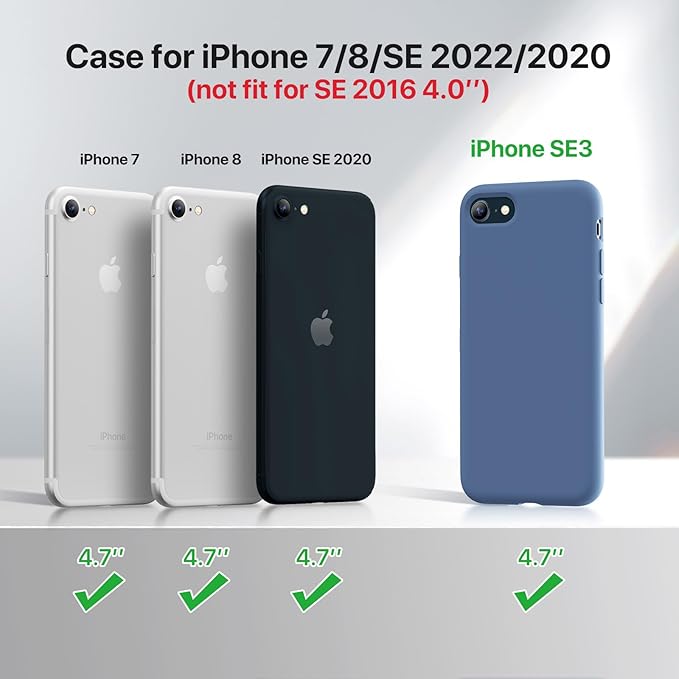 Miracase Ultra Slim Designed for iPhone SE Case 2022(3rd Gen)/iPhone SE 2020 Case(2nd Gen)/iPhone 7 Case/iPhone 8 Case with Screen Protector, Multi-Color Silicone Shockproof Phone Case(Glass Blue)
