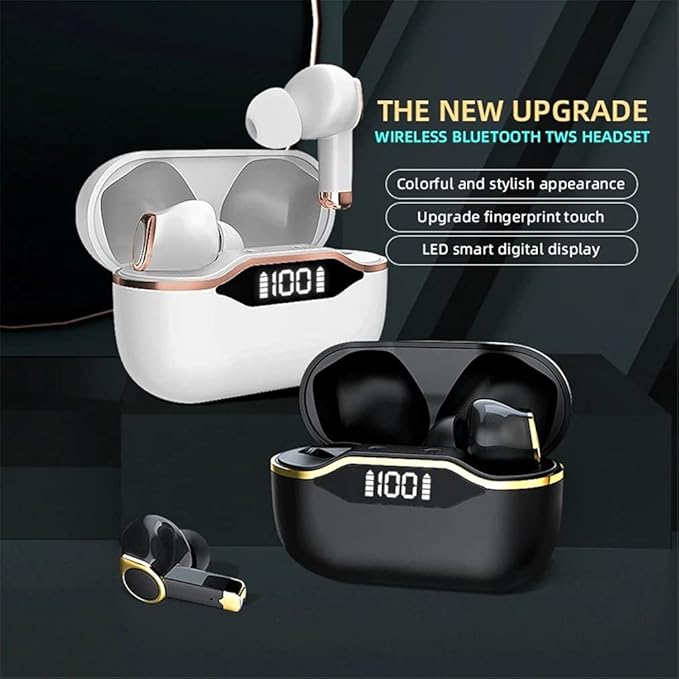 TWS True Wireless Earbuds, ANC Active Noise Cancelling Touch Control Bluetooth 5.0 Headphones with Mic, IPX5 Waterproof Deep Bass Stereo Headset in Ear for Android iOS,White