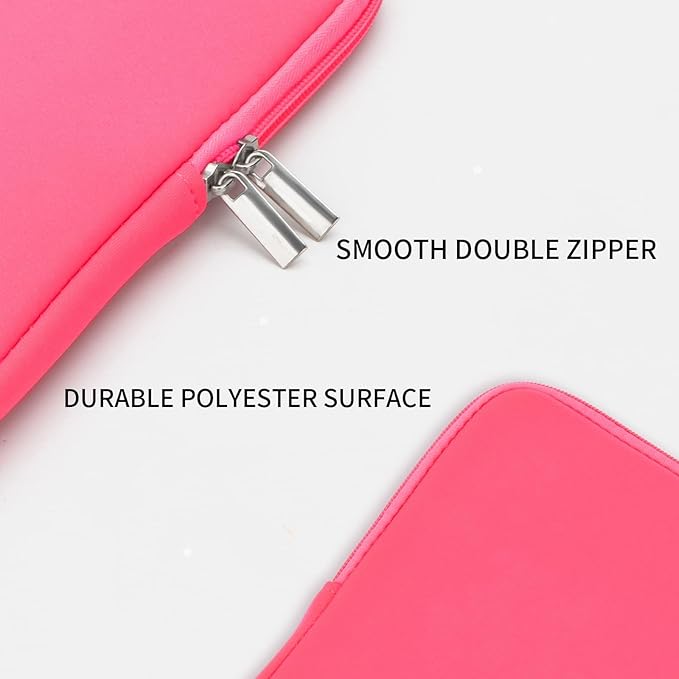 RAINYEAR 14 Inch Laptop Sleeve Protective Case Soft Lining Padded Zipper Cover Carrying Bag Compatible with 14" Notebook Computer Tablet Ultrabook Chromebook (Bright Pink, Upgraded Version)