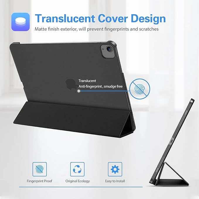 ProCase Smart Case for iPad Pro 12.9 2022/2021/2020/2018, Slim Stand Hard Back Shell Smart Cover for iPad Pro 12.9" 6th Gen/5th Gen/4th Gen/3rd Gen -Shadowblack