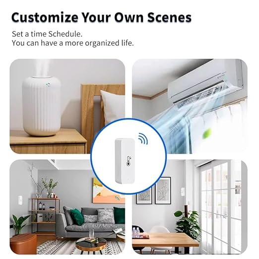 WiFi Temperature Humidity Sensor,Tuya Wireless Temperature Humidity Monitor with App Alert, High Precision Indoor Thermometer with Smart Life App, No Hub Required, Compatible with Alexa (1)