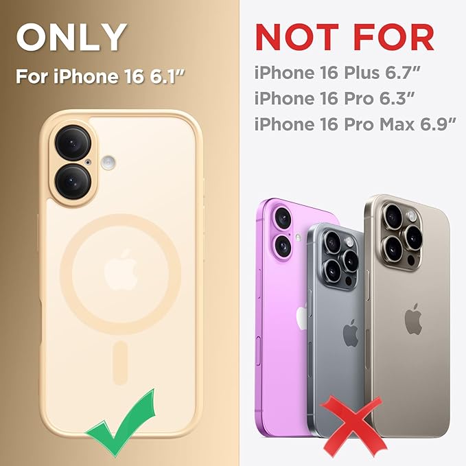 CAPRARO Magnetic Compatible with iPhone 16 Case, Upgraded [Full Camera Protection] [Compatible with MagSafe] Protective Translucent Matte Women Girl Phone Case Cover, Tangerine