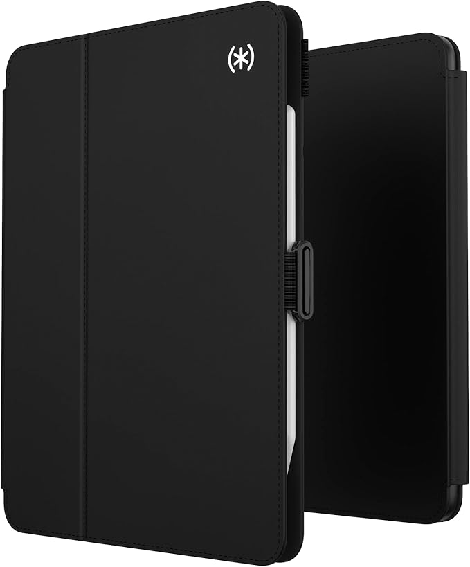 Speck Case for iPad Pro 4th Generation 11 Inch - Drop & Camera Protection, Slim Multi Range Stand, Apple Pencil Holder - Black/Black/White