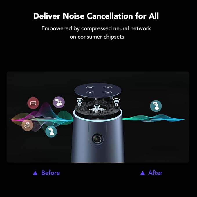 NEARITY C45 2K Video Conference Webcam with Microphone and Speaker, All-in-One Camera with 4 Noise Cancelling Microphone, 5X Zoom FHD Webcam AI Auto-Framing Plug-and-Play for Zoom/Teams/Google Meet
