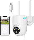 LIWAN 4G LTE Cellular Security Camera Wired, No WiFi Security Camera Outdoor Indoor, Plug-in for 24/7 Recording, 2K Color Night Vision, 360° View, 2-Way Talk, Built-in SIM Card, White, 1 Pack