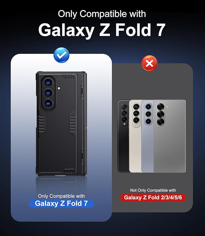 Kaiiecal for Samsung Galaxy Z-Fold-7 Case: Dual-Stand & Rugged Hinge Protection & HD Screen Protector [Anti-Fingerprint & Anti-Slip] Durable Shockproof Cover for Z Fold7 5G 2025(Blue)