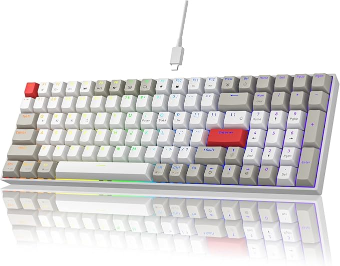 Newmen GM1000 Wireless Mechanical Gaming Keyboard,Bluetooth 5.0/2.4GHz/USB-C Hot Swappable Custom Keyboard,RGB Backlit Mechanical Keyboards for with Number Pad for Mac/Win（G-Blue Switches）