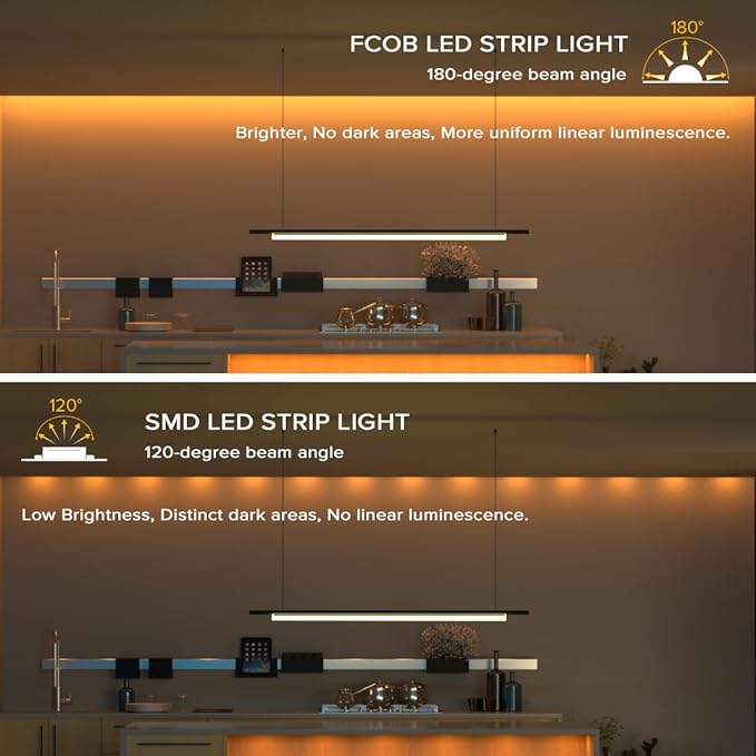 BTF-LIGHTING FCOB COB LED Strip Orange Color 480LED/m 16.4FT DC12V Flexible High Density Uniform Light 8mm Width Bright Dimmable for Bedroom Indoor Decor(No Adapter or Controller)