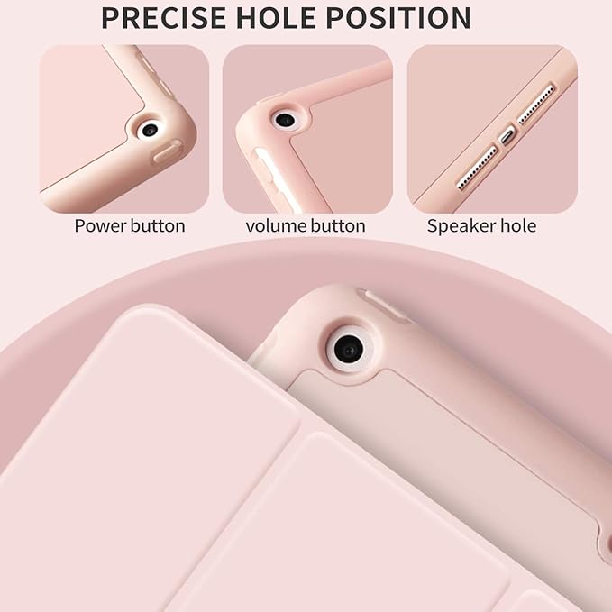 Aoub Case for iPad 9.7 inch 6th/5th Generation Case 2018/2017 with Pencil Holder, Thin Lightweight Smart Stand Cover, Auto Wake/Sleep, Model A1822/A1823/A1893/A1954, Pink