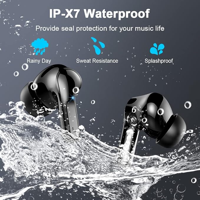 Wireless Earbuds, Sports Bluetooth 5.4 Headphones IPX8 Waterproof, 70H Over Ear Buds with Deep Bass Sound,4 ENC Noise Cancelling Mics, USB-C Fast Charging Earphones with Earhooks for Workout/Running