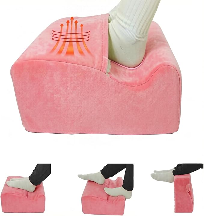 Foot Rest for Under Desk At Work,Ergonomically Designed Home Footrest with Warm Feet Pocket,Comfort Foam Foot Stool Used As A Foot Or Leg Elevator Under Desks,Office Chairs & Sofas or Couch - Pink