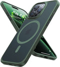 TORRAS Magnetic Shockproof for iPhone 15 Pro Case, [Military-Grade Drop Tested][Compatible with MagSafe] Translucent Hard PC Back with Silicone Slim Protective Cover Anti-Fingerprint, Green