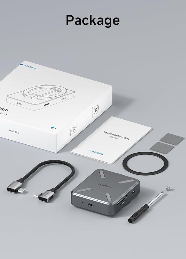 Hagibis Magnetic USB C Hub with Magsafe Stand Holder for iPhone 17 16 15 Pro Max, Portable Type-C Docking Station 100W PD, 4K@60Hz HDMI, 10Gbps USB3.2, SD/Micro SD4.0 (CMC10H)