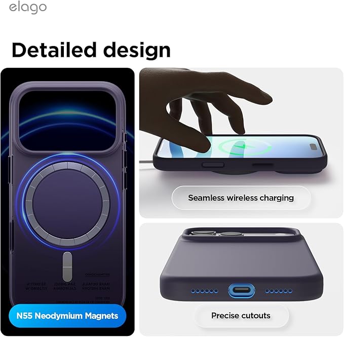 elago for iPhone 17 Pro Max Case, Premium Magnetic Silicone Case, Compatible with MagSafe, Liquid Silicone Material, Protective Cover, Shockproof, Slim Phone, 6.9 inch (Deep Purple)