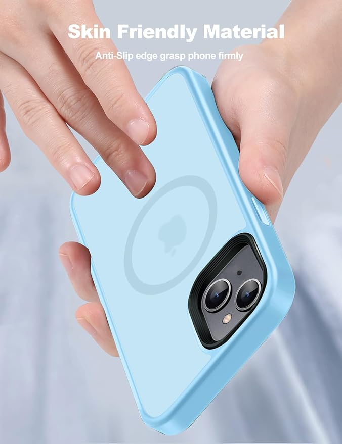 Tigowos for iPhone 15 Plus&iPhone 14 Plus Phone Case Fits MagSafe 10FT Drop Resistant Matte Skin Feeling Back Cover for iPhone 15 Plus&iPhone 14 Plus Case，Light Blue
