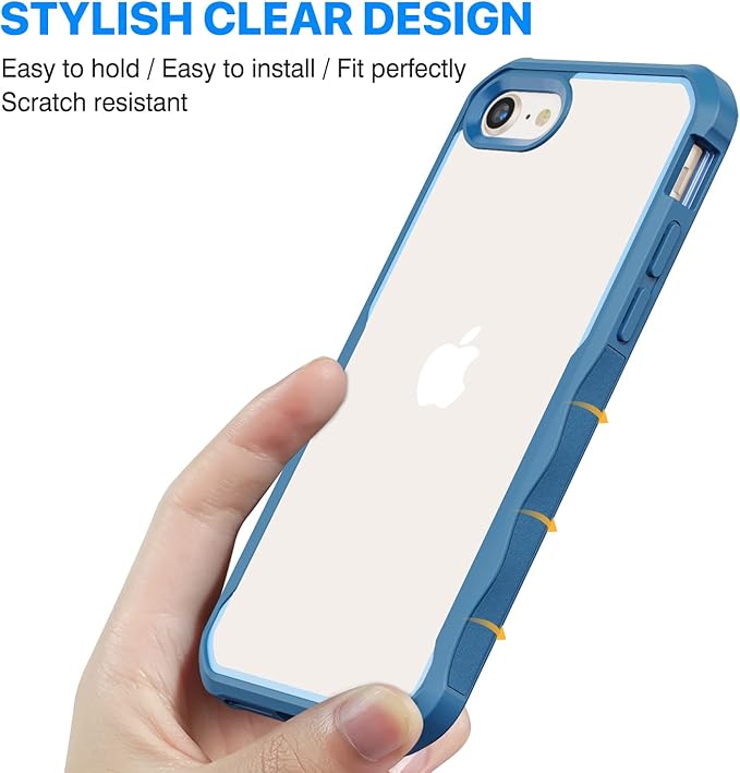 CENHUFO Privacy Case for iPhone SE 2022 3rd / iPhone SE 2020 2nd / iPhone 8/7, Full Body Phone Cover with Built-in 9H Tempered Glass Privacy Screen Protector, Anti Peep Shockproof Bumper - Blue