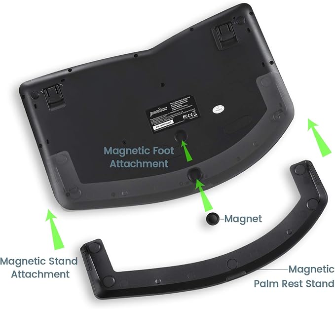 Perixx PERIDUO-606 Wireless Mini Ergonomic Keyboard with Portable Vertical Mouse - Adjustable Palm Rest Stand - Membrane Low Profile Keys - US English