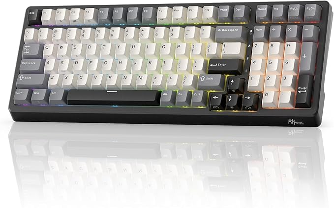 RK ROYAL KLUDGE F99 Wireless Mechanical Keyboard with Numper Pad, Tri-Mode Hot Swappable 95%100 Keys Gaming Keyboard BT/2.4G/USB-C, Pro Software, 5000mAh Battery, Customed Linear Creamy Switches