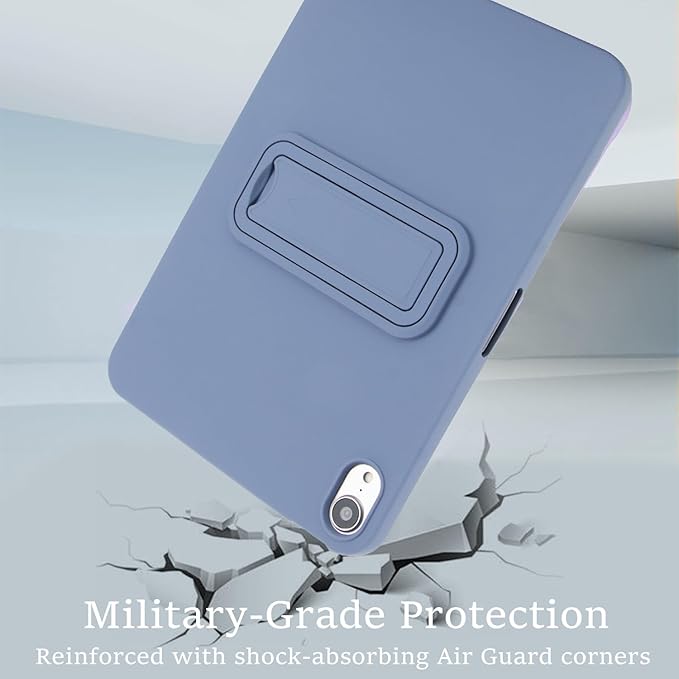 Case for iPad mini 7th & 6th Gen with Kickstand, Soft TPU + Hard PC Ultimate Delicate Touch Feeling Shockproof Protective Back Cover for iPad mini 7th 6th Women Men, Lavendergray