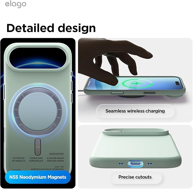 elago for iPhone Air Case, Premium Magnetic Silicone Case, Compatible with MagSafe, Liquid Silicone Material, Protective Cover, Shockproof, Slim Phone, 6.5 inch (Mint)