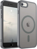 SUPFINE Magnetic for iPhone SE Case 2022 (3rd)/2020 (2nd), iPhone 8 Case (Compatible with MagSafe) (Military Grade Drop Protection) Translucent Matte Phone Case,Gray