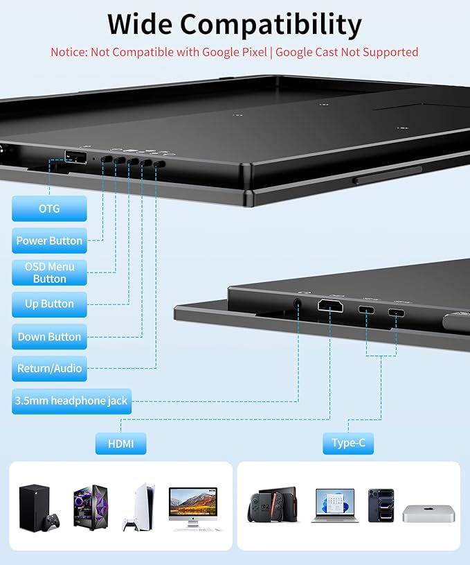 MAGICRAVEN Wireless Portable Monitor with Battery- 21.5" 1080P 100Hz IPS Second Screen for Office, AirPlay & Miracast Casting, Up to 3.5hrs Use, No Cables or Drivers Needed, Works with Laptop/PC/Phone