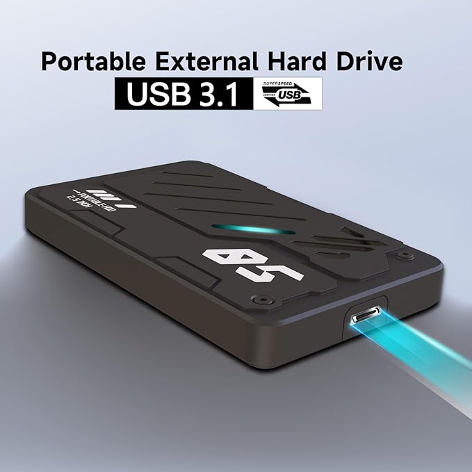 Ultra Slim Portable External Hard Drive USB 3.1 Type C HDD Storage for PC, Laptop, Mac, Xbox one, PS4, PS5 (1TB)