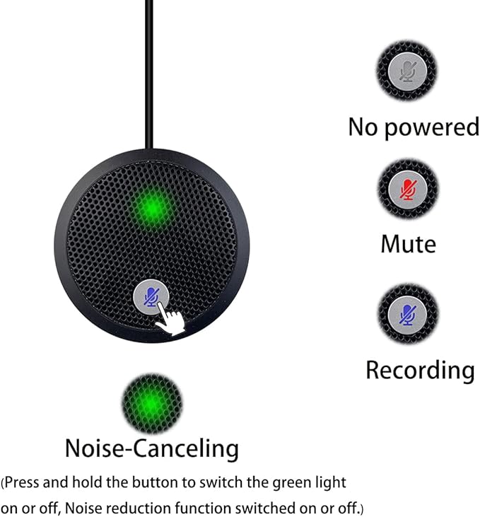 USB Microphone, Desktop Microphone, Mute Button with LED Indicator, Noise Reduction, Omnidirectional Condenser Microphones for PC Laptops or Video Conferences, Plug & Play