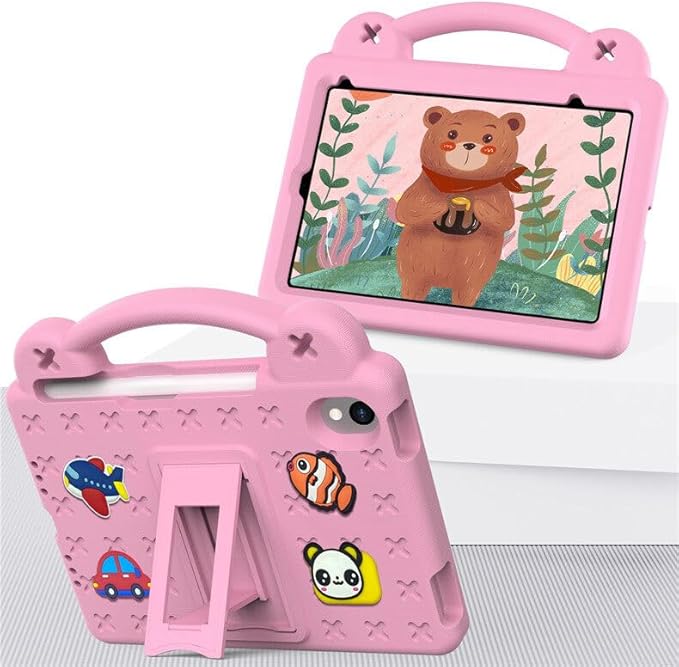 AKABEILA Compatible with Apple iPad mini 6 2021 8.3 inch Tablet Case, Kids Friendly Universal Lightweight Shockproof Protective Case with Shoulder Strap & Stand Handle & Pen Tray Pink