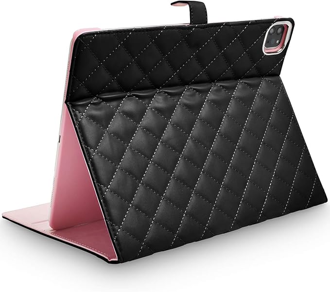 Changjia for iPad Pro 12.9 Inch Case 6th/5th/4th/3rd Generation (2022/2021/2020/2018),Crown Diamond Bling Cute PU Leather Smart Auto Sleep/Wake Stand Shockproof Protective Case for iPad 12.9Inch,Black