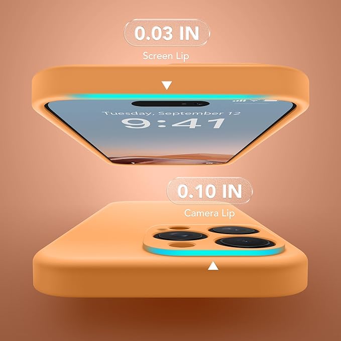 Magnetic for iPhone 15 Pro Case, Compatible with MagSafe, [Full Camera Protection][Screen Protector] Silicone Shockproof Protective Phone Case for iPhone 15 Pro 6.1", Cantaloupe
