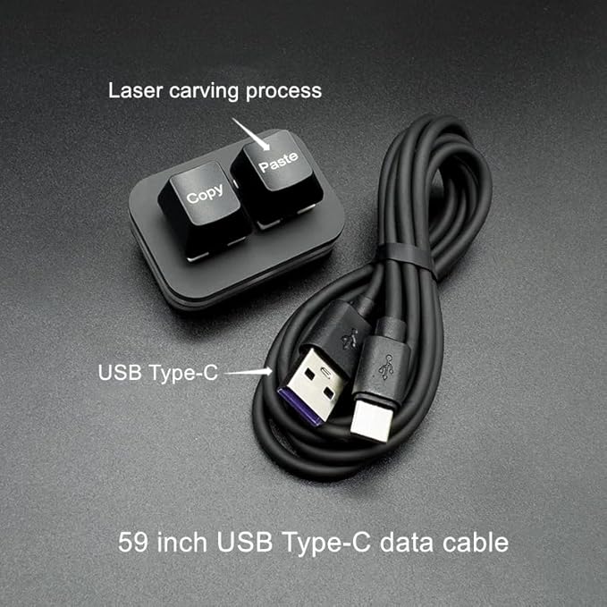 Sanjimida USB Mini 2-Key Programmable Macro Keyboard, Hot Swappable Mechanical Keyboard with 1.5 Meter USB Data Cable (Black)