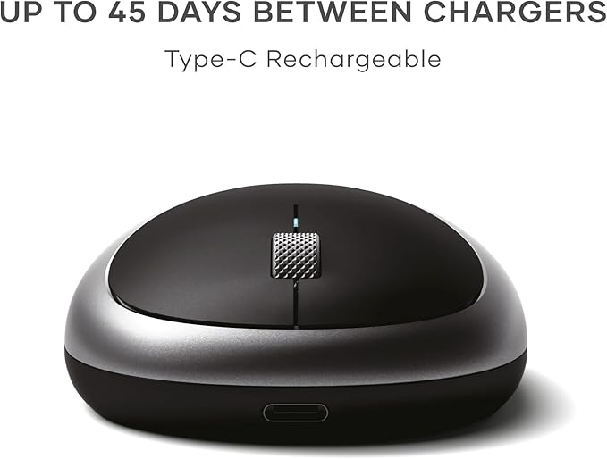 Satechi M1 Wireless Bluetooth Mouse, USB-C Rechargeable, Compact & Portable, for MacBook Air/Pro/Nro, iPad Air/Pro, iPad mini, Mac mini, iMac & Windows - Space Gray
