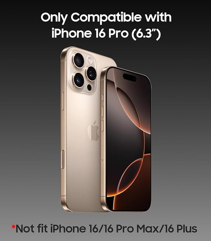 MAKAVO Magnetic for iPhone 16 Pro Case, Compatible with MagSafe, Built-in Camera Lens Protector, Logo View, Military Grade Drop Proof Phone Cover, Titanium Gray