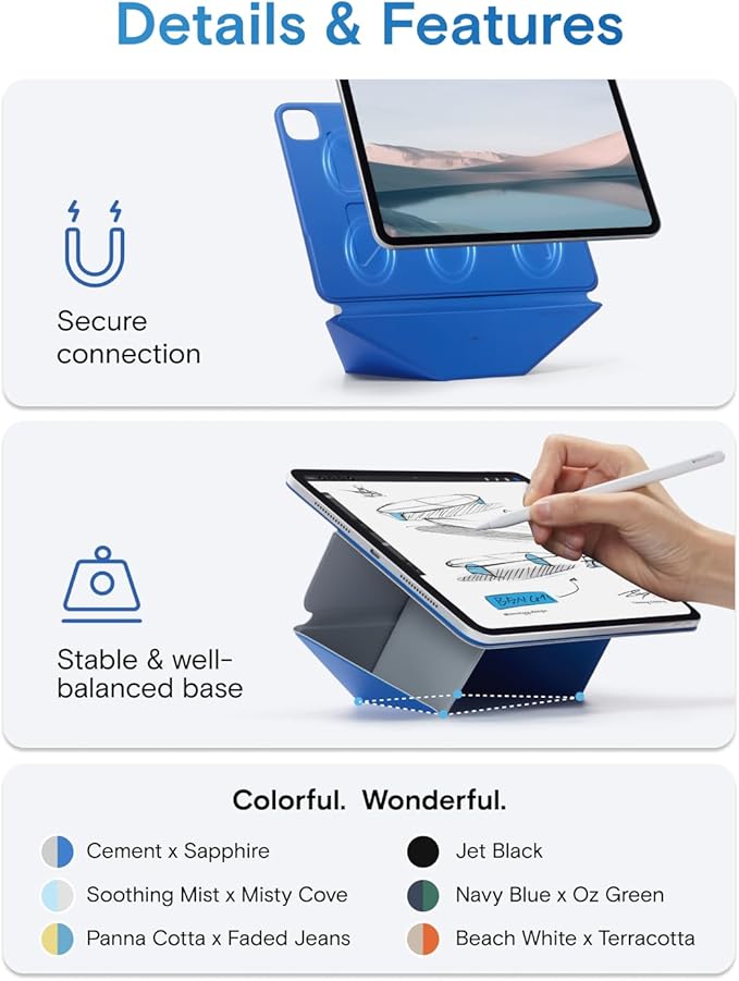MOFT Dynamic Folio Case for iPad Pro 11-inch (M5 2025 / M4 2024), Slim Magnetic Stand Case with 20+ Viewing Angles, Auto Wake/Sleep, Ultra Thin, Beach White x Terracotta