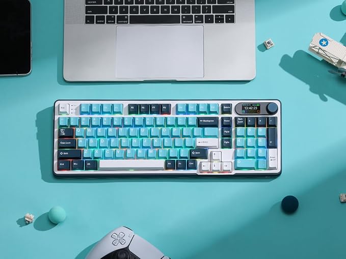 RK ROYAL KLUDGE S98 Mechanical Keyboard w/Smart Display & Knob, Top Mount 96% Wireless Mechanical Keyboard BT/2.4G/USB-C, Hot Swappable, Software Support, Creamy Sounding, 98 Keys