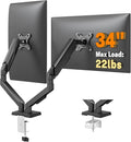 5Rcom Dual Monitor Stand for 17-34 inch Computer Screens, Full Motion Monitor Dual Monitor Arms, Dual Monitor Arms Hold up to 22lbs, Gas Spring Monitor Stand, 75/100mm VESA Mount