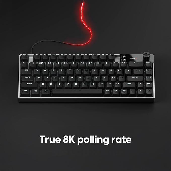 Pulsar Gaming Gears eS HE 70 Mechanical Gaming Keyboard, 8K Scan Rate & 8K Polling for Ultra-Low Latency, Hot Swappable, PBT Double-Shot Keycaps, RGB Backlit, Volume Knob, 70%, 79keys (Black)